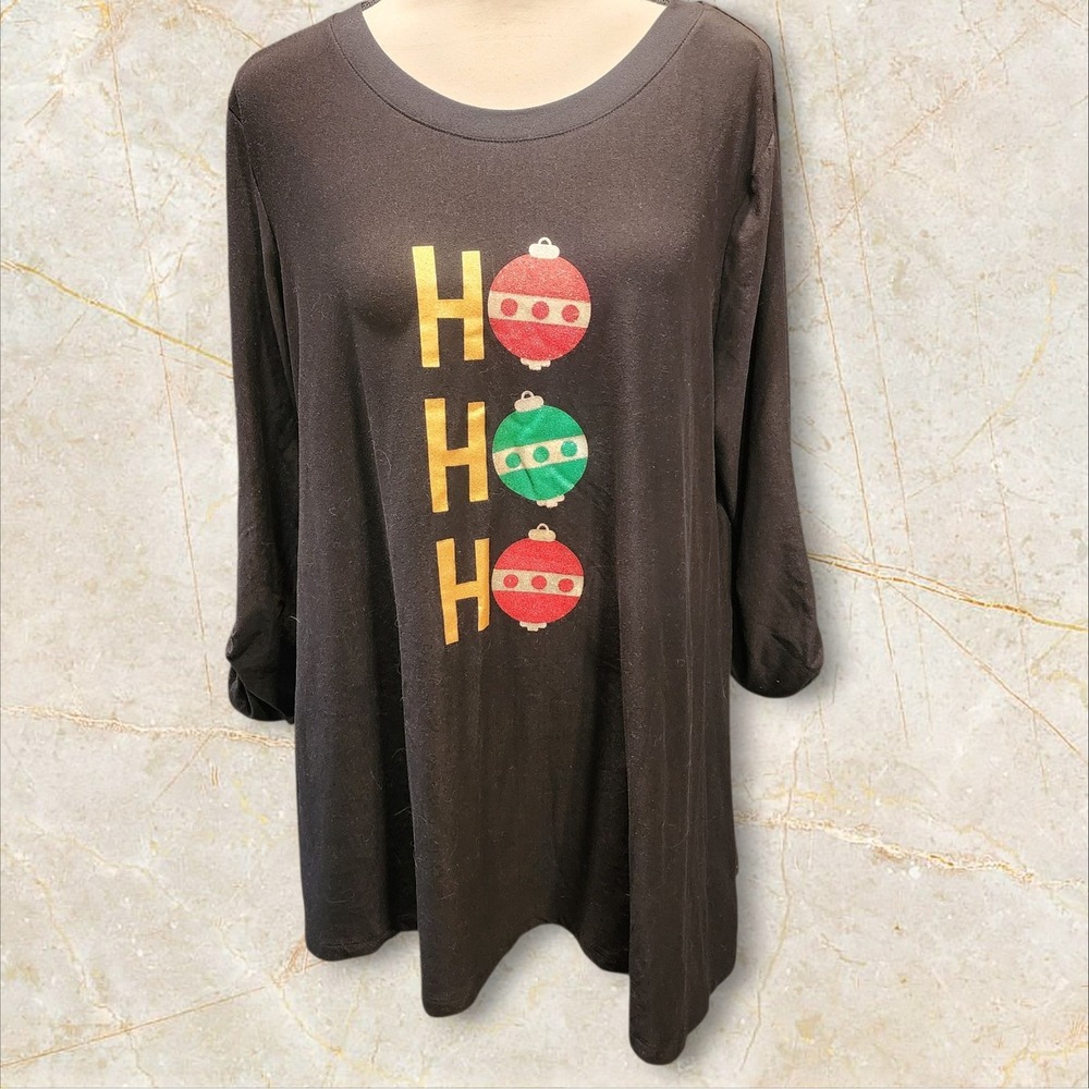 MerryWear Womens XL Christmas Ho Ho Ho Holiday Long Sleeve Top T‎ Shirt